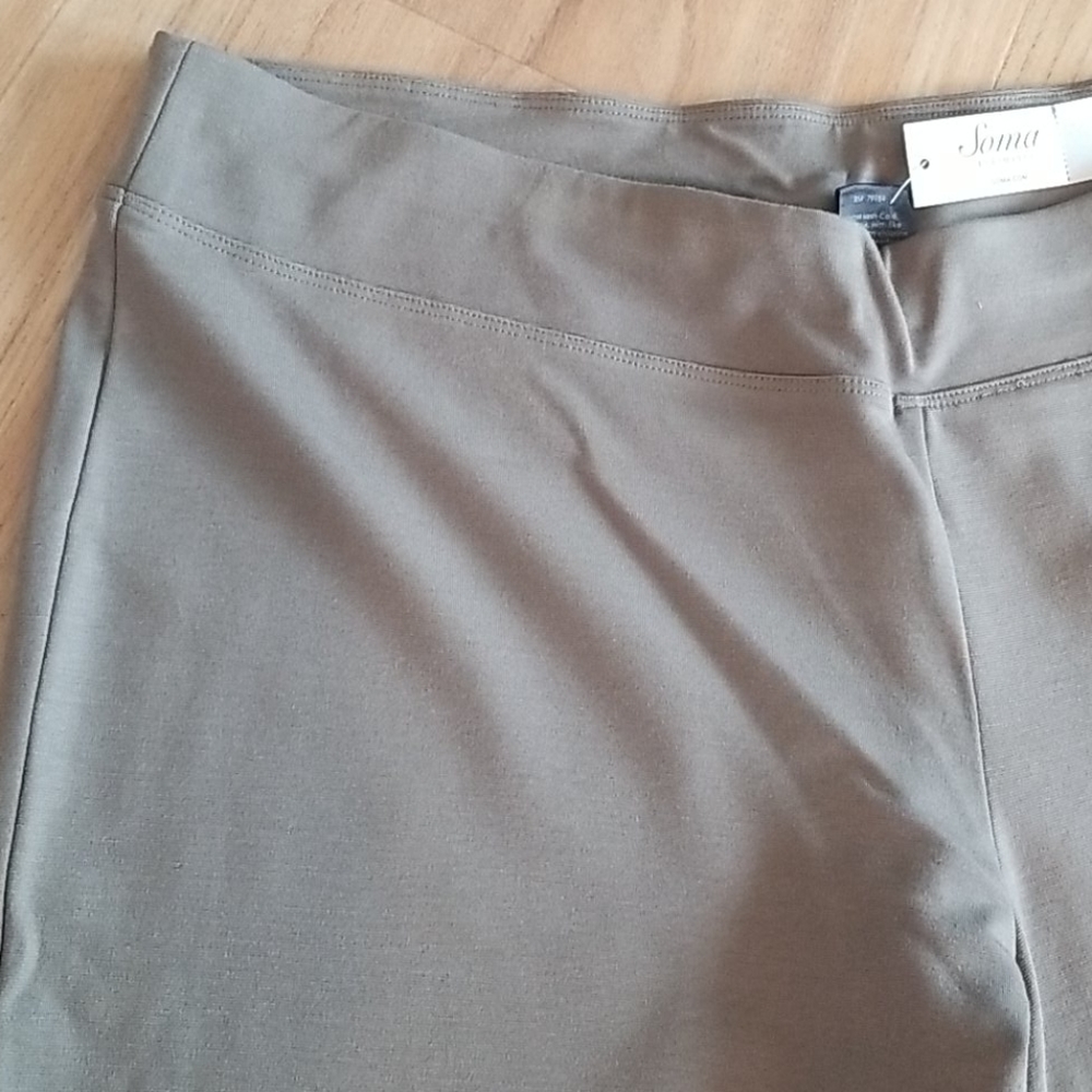 Soma Perfect Ponte Contour Pants, Olive, Size Large, Wide Leg, Stretch, NWT - Picture 2 of 7